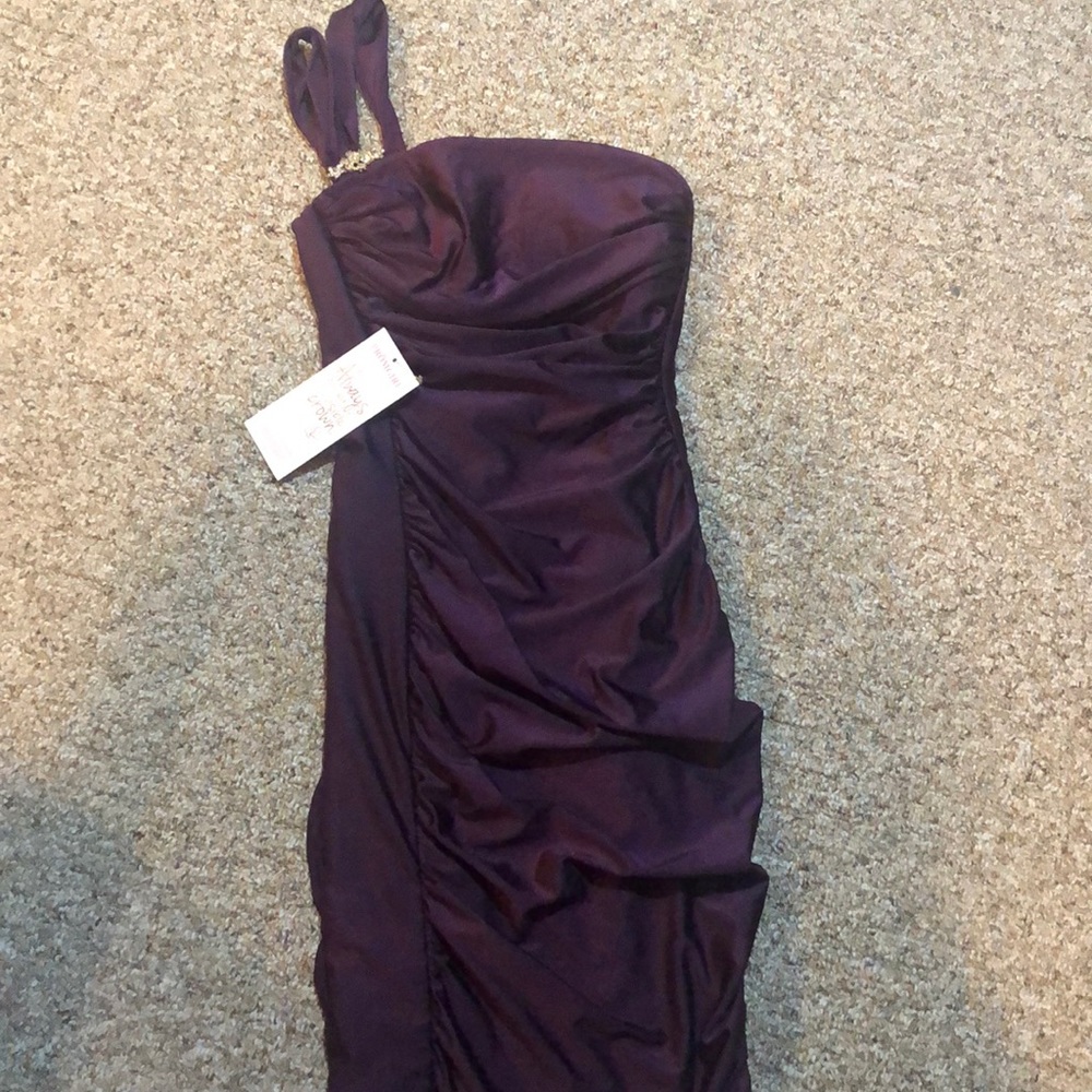 One shoulder , never worn, deep purple party dress